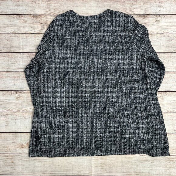 J.Jill Wearever Collection Black White Tweed Open Front Cardigan Size Small - Picture 3 of 14